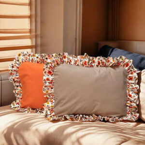 %100 Pamuk Fırfırlı Yastık Kılıfı 2’li Set Çiçek Detaylı