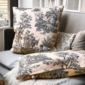 Kırlent Kılıfı 2'li Toile De Jouy Fransız Kır Evi Temalı